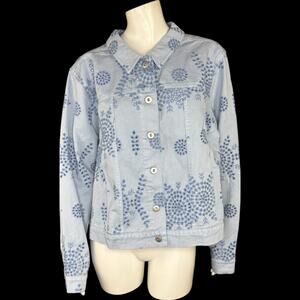 Destination 365 Eyelet Denim Jacket with Pockets Light‎ Wash Blue X-Large NWOT